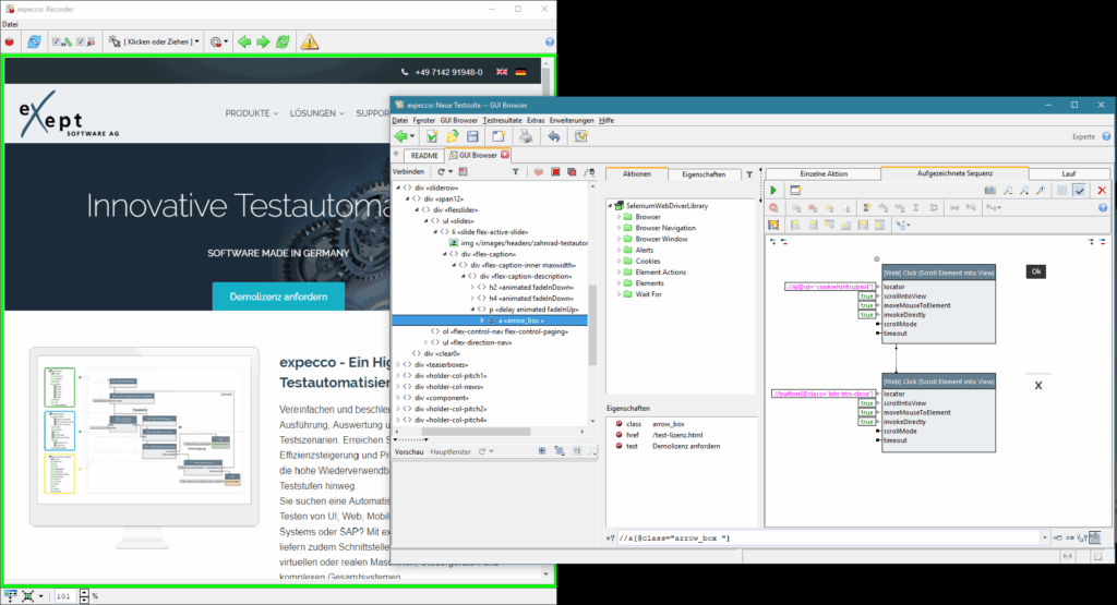 aufzeichnen von webtests über die GUI von expecco